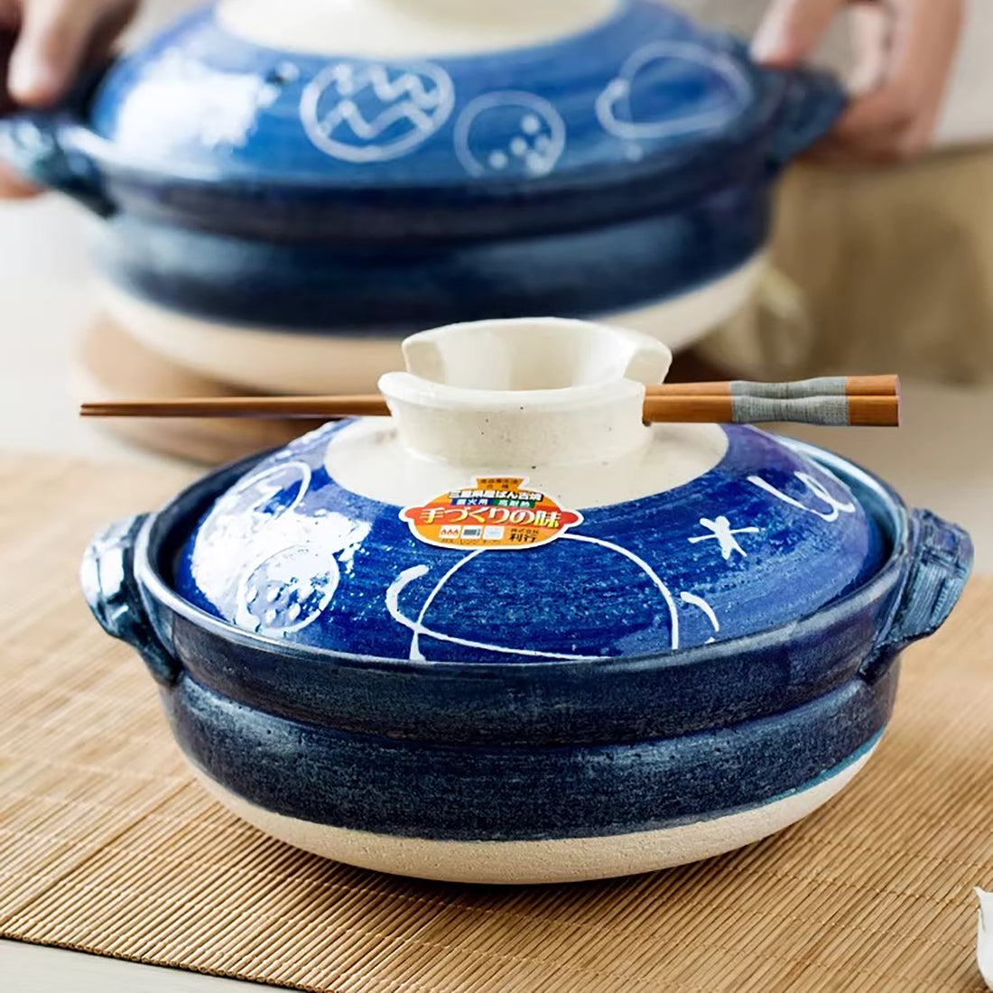 Cocotte japonaise Banko-yaki bleue
