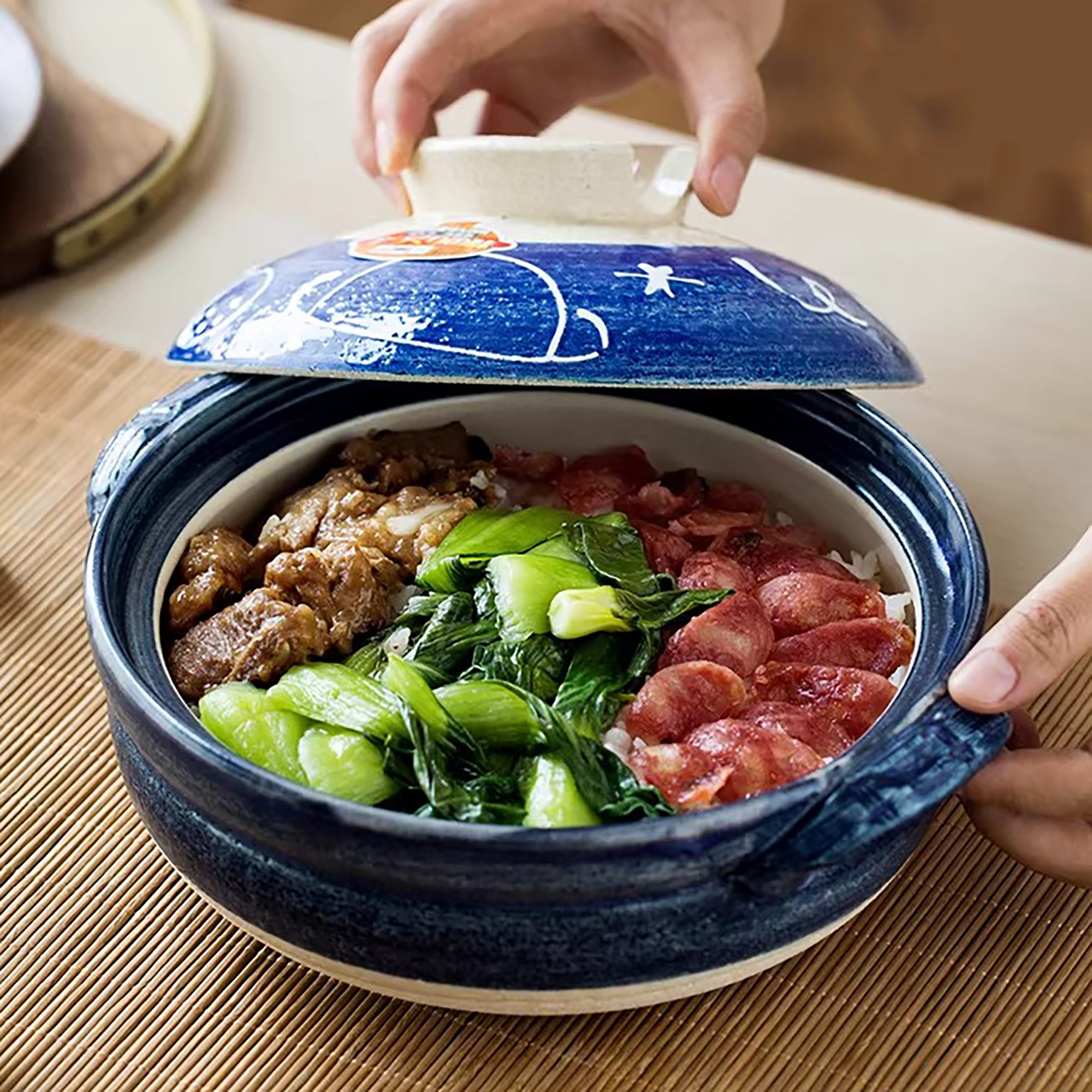 Cocotte japonaise Banko-yaki bleue