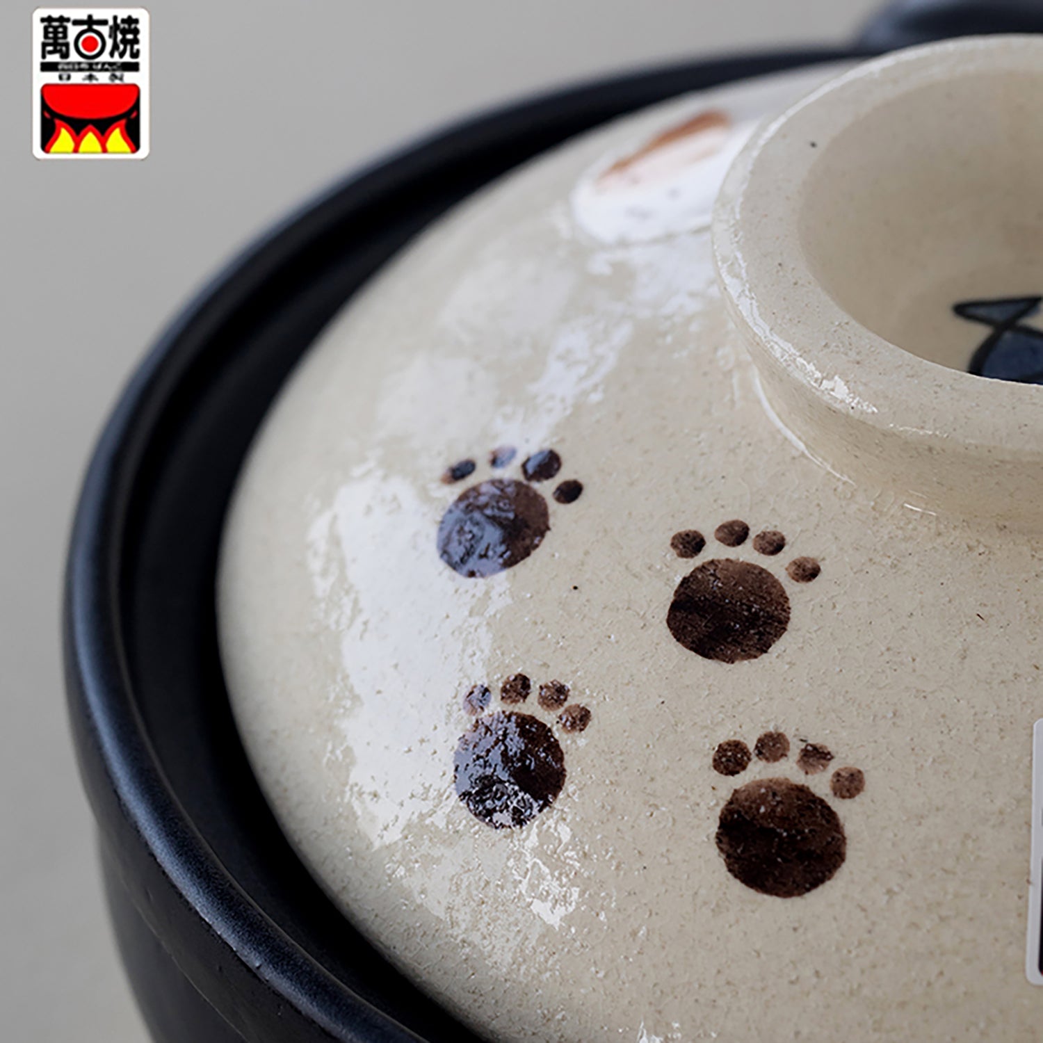 Cocotte japonaise Wanko-yaki avec Motif chat peint à la main