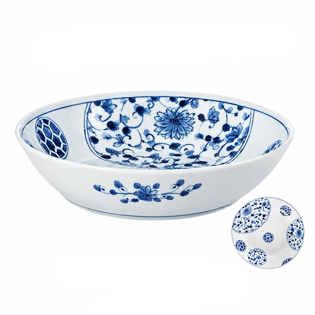 Vaisselle japonaise Rintrindo Hana Imari en porcelaine bleue et blanche