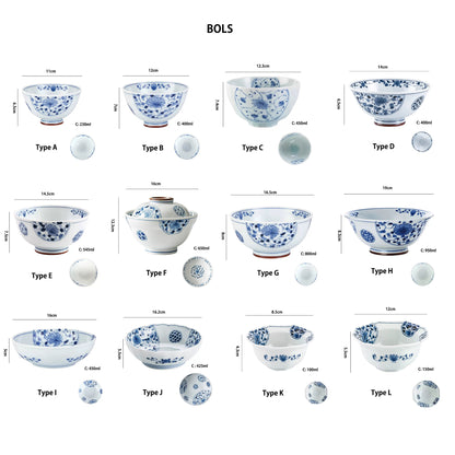 Vaisselle japonaise Rintrindo Hana Imari en porcelaine bleue et blanche