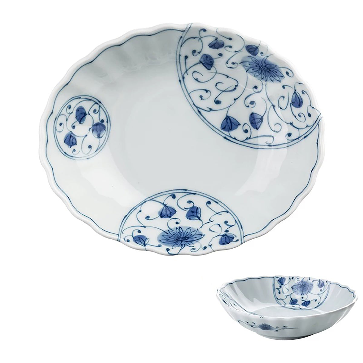 Vaisselle japonaise Rintrindo Hana Imari en porcelaine bleue et blanche