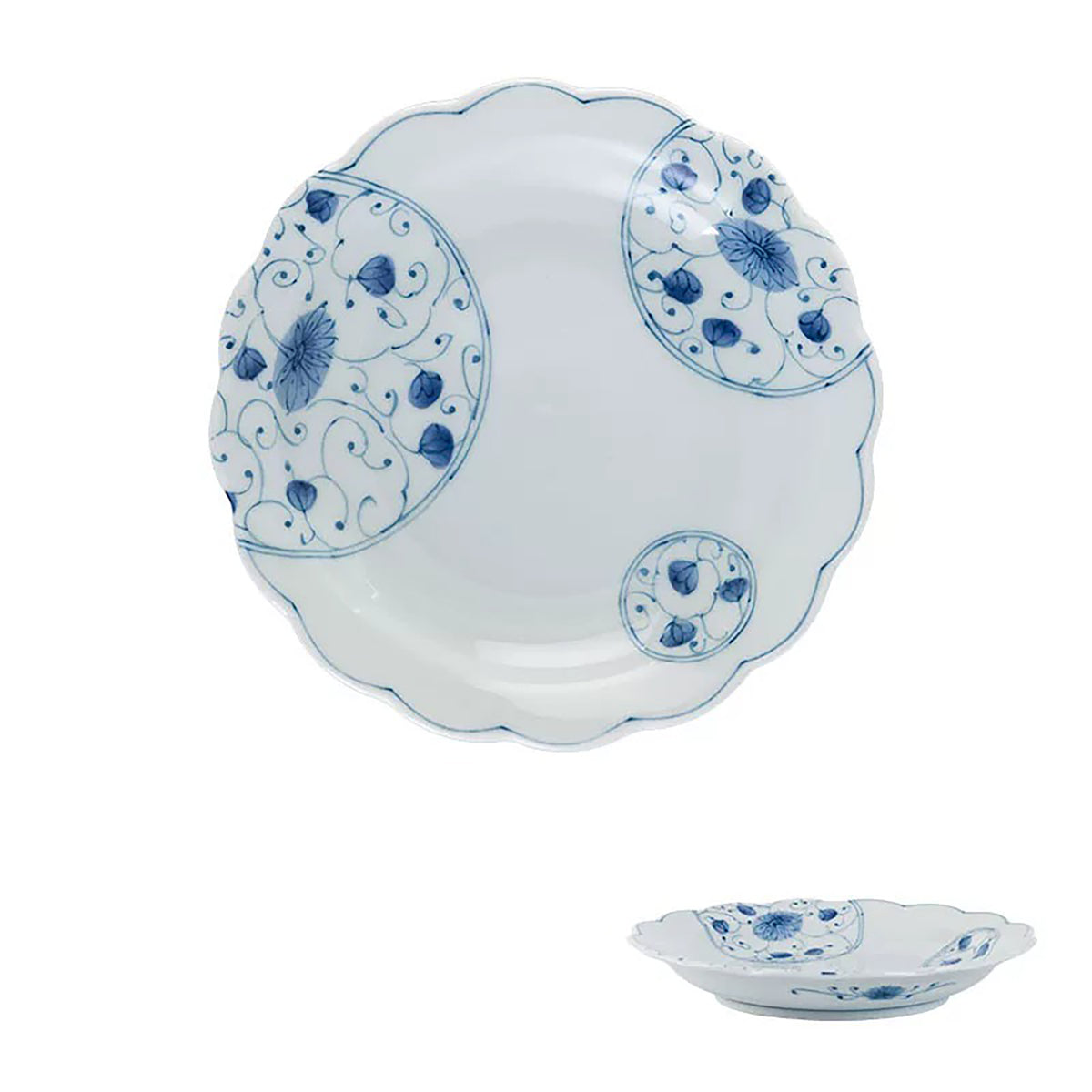 Vaisselle japonaise Rintrindo Hana Imari en porcelaine bleue et blanche