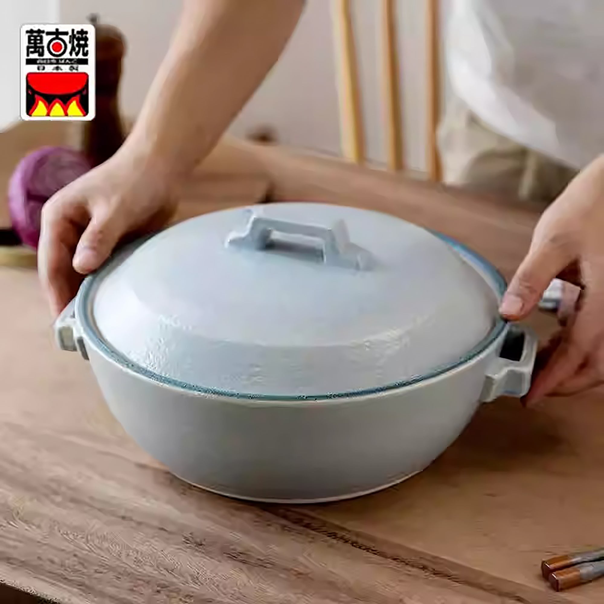 Donabe bleu-gris en grès de Banko-yaki