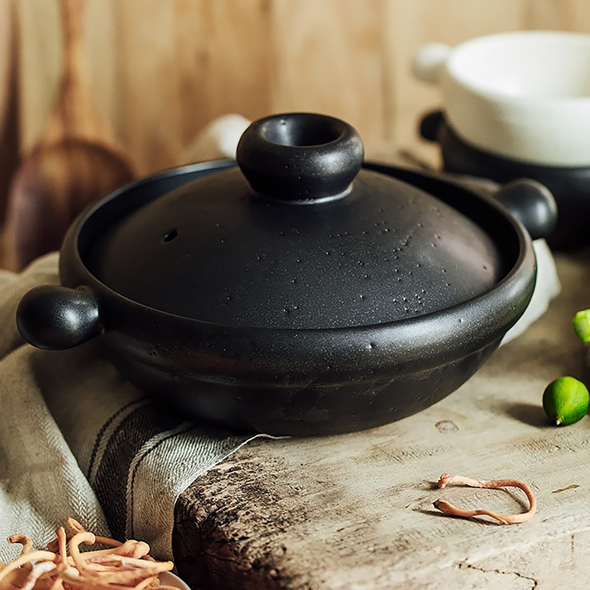 Donabe minimaliste Banko-yaki à poignées arrondies