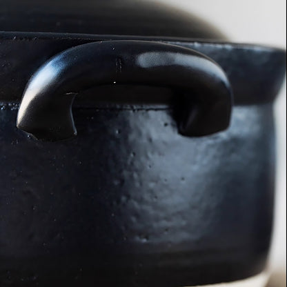 Donabe minimaliste à double couvercle Banko‑yaki