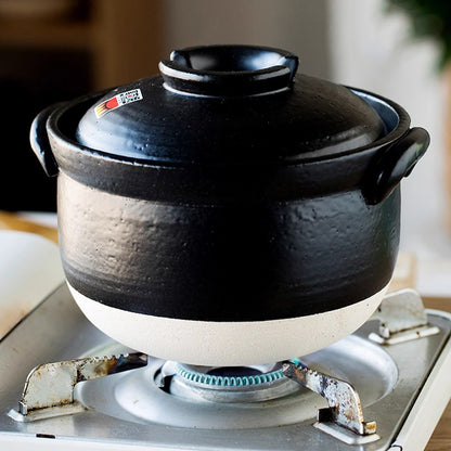 Donabe minimaliste à double couvercle Banko‑yaki