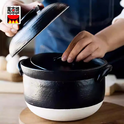 Donabe minimaliste à double couvercle Banko‑yaki