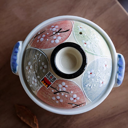 Donabe Banko-yaki avec motif fleur de cerisier.