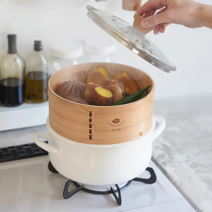 Marmite en émail avec sa vapeur Shimoyama