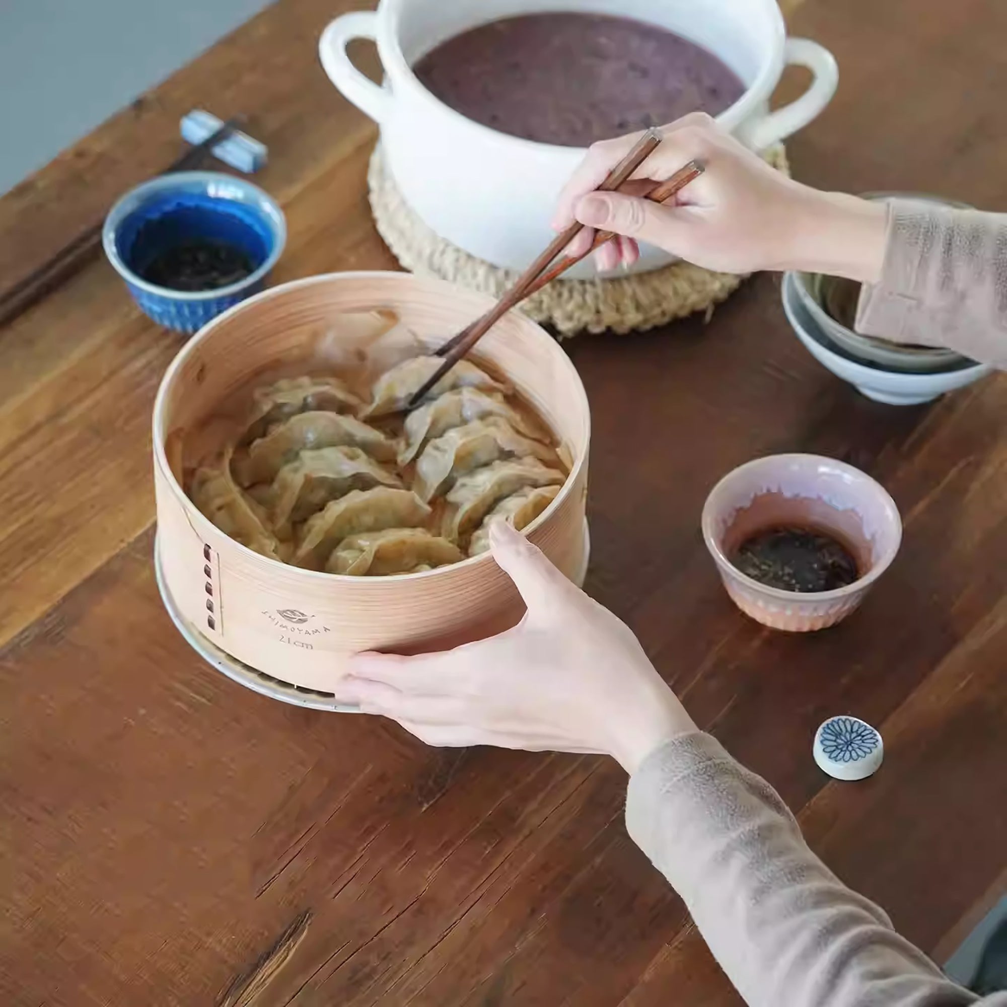 Marmite en émail avec sa vapeur Shimoyama