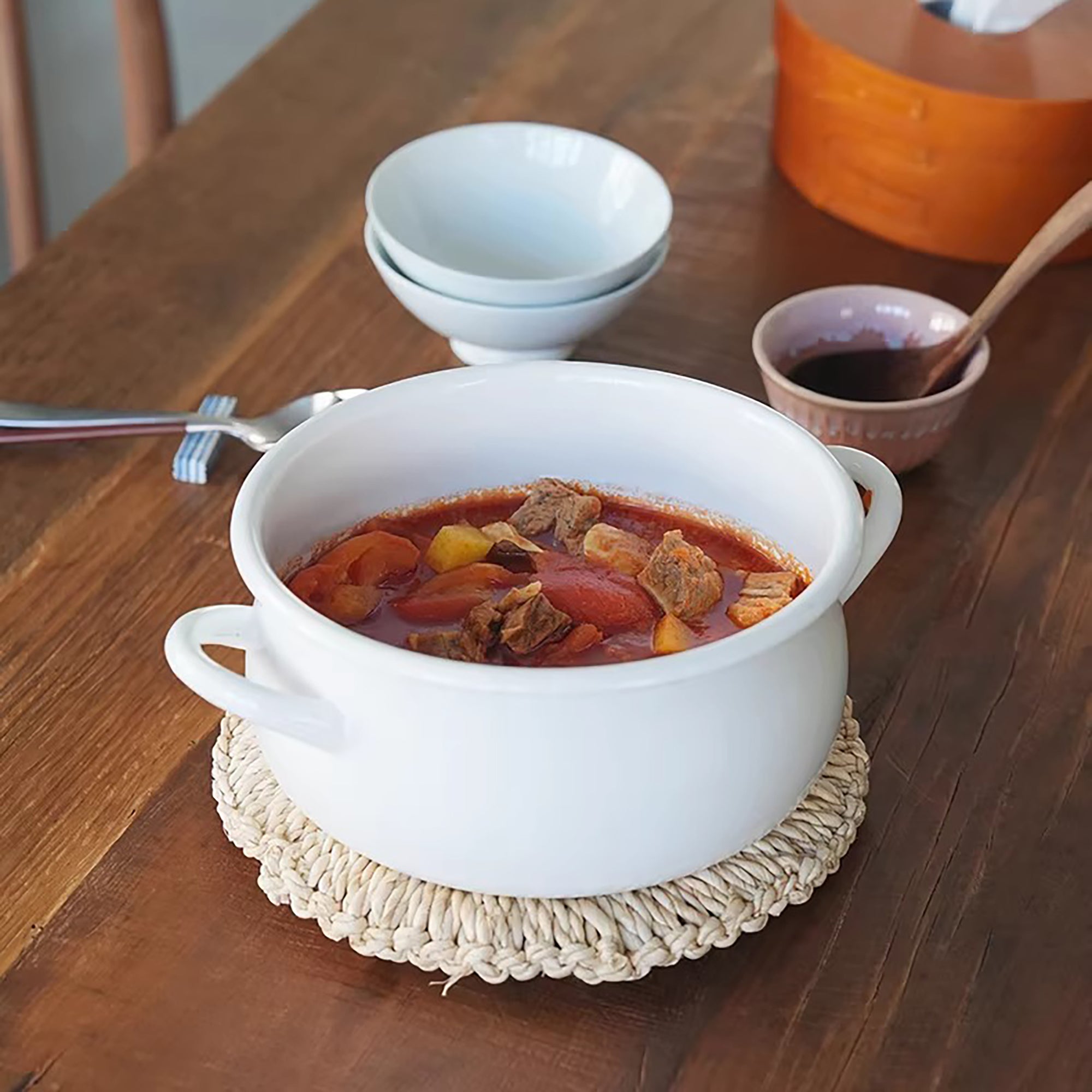 Marmite en émail avec sa vapeur Shimoyama