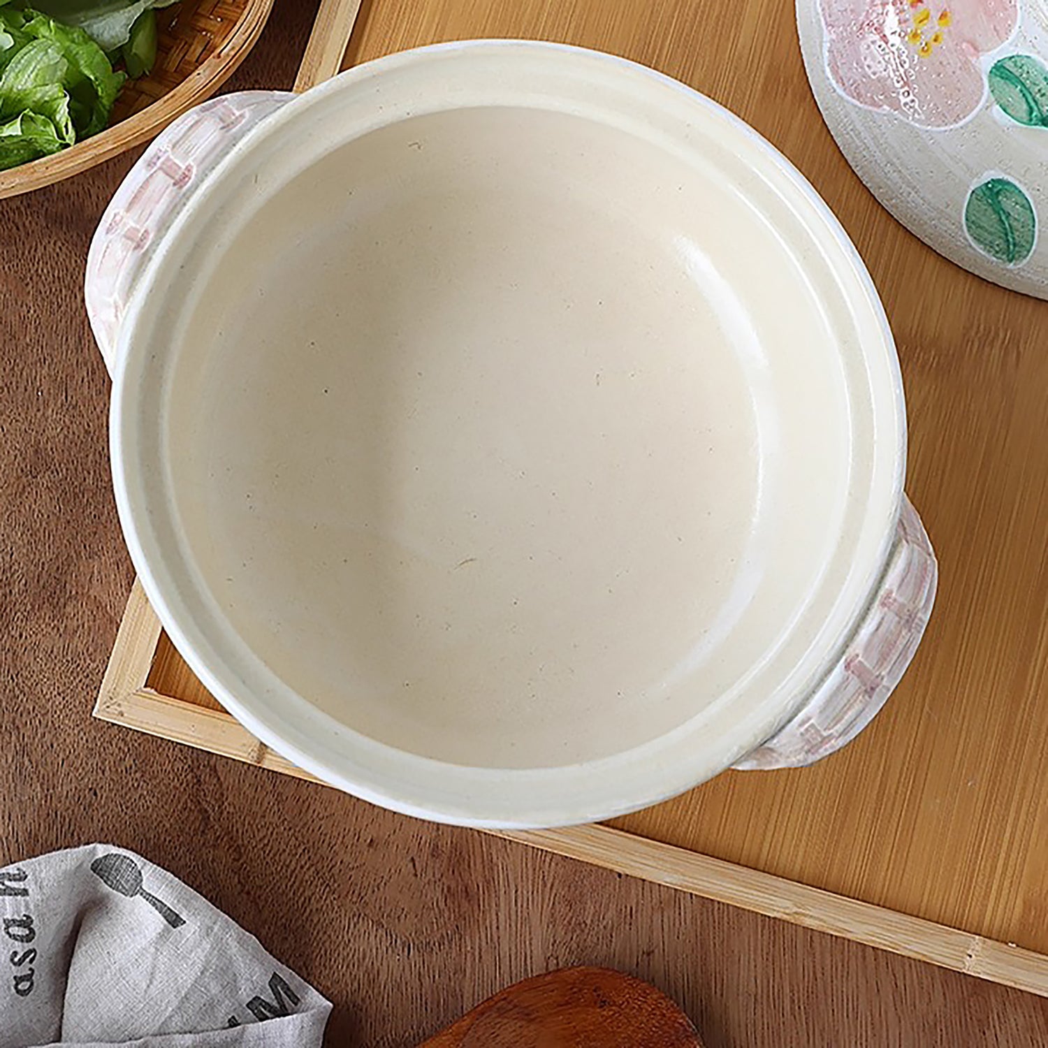 Donabe Banko-yaki à motif camélia fait main