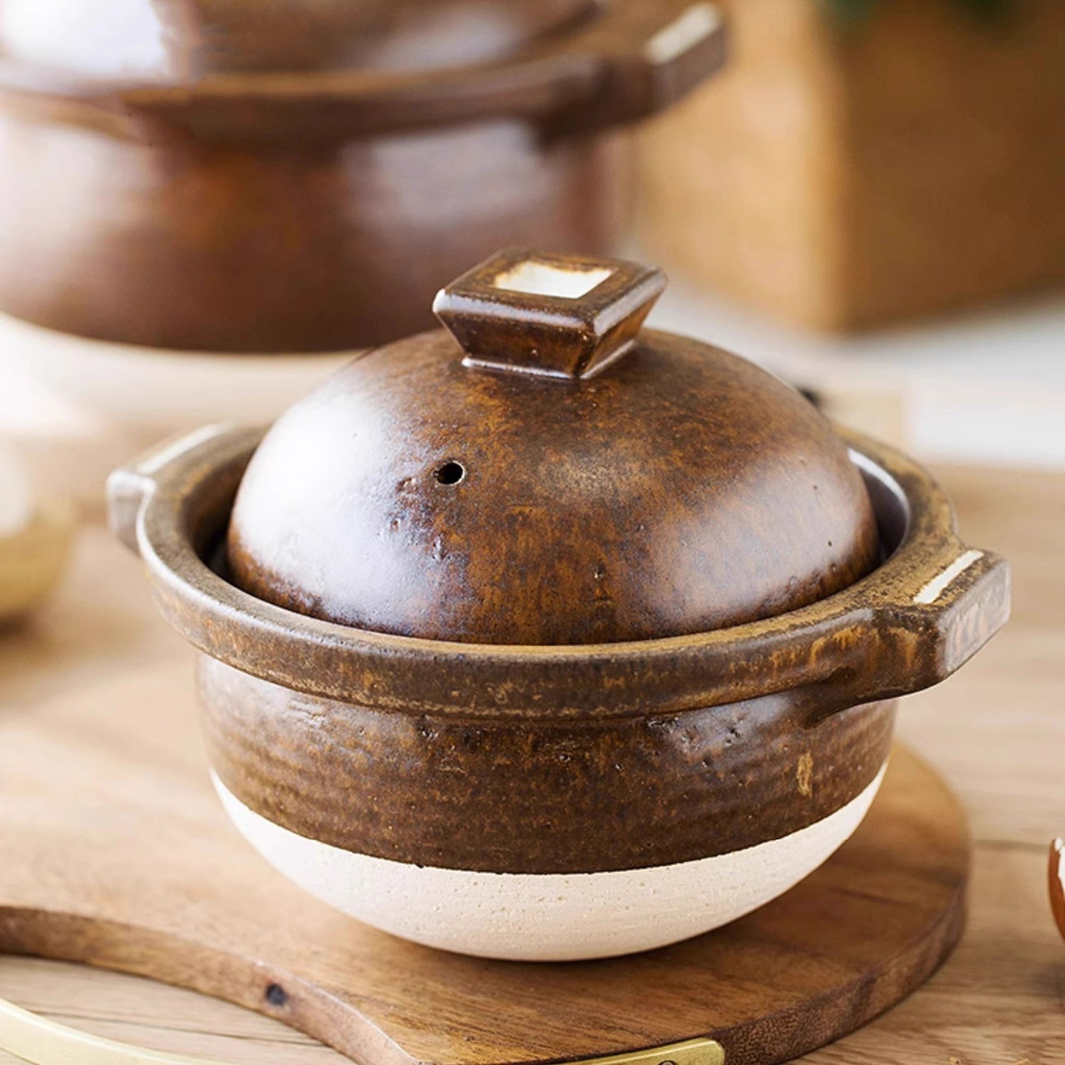 Cocotte en grès Shigaraki-yaki rustique