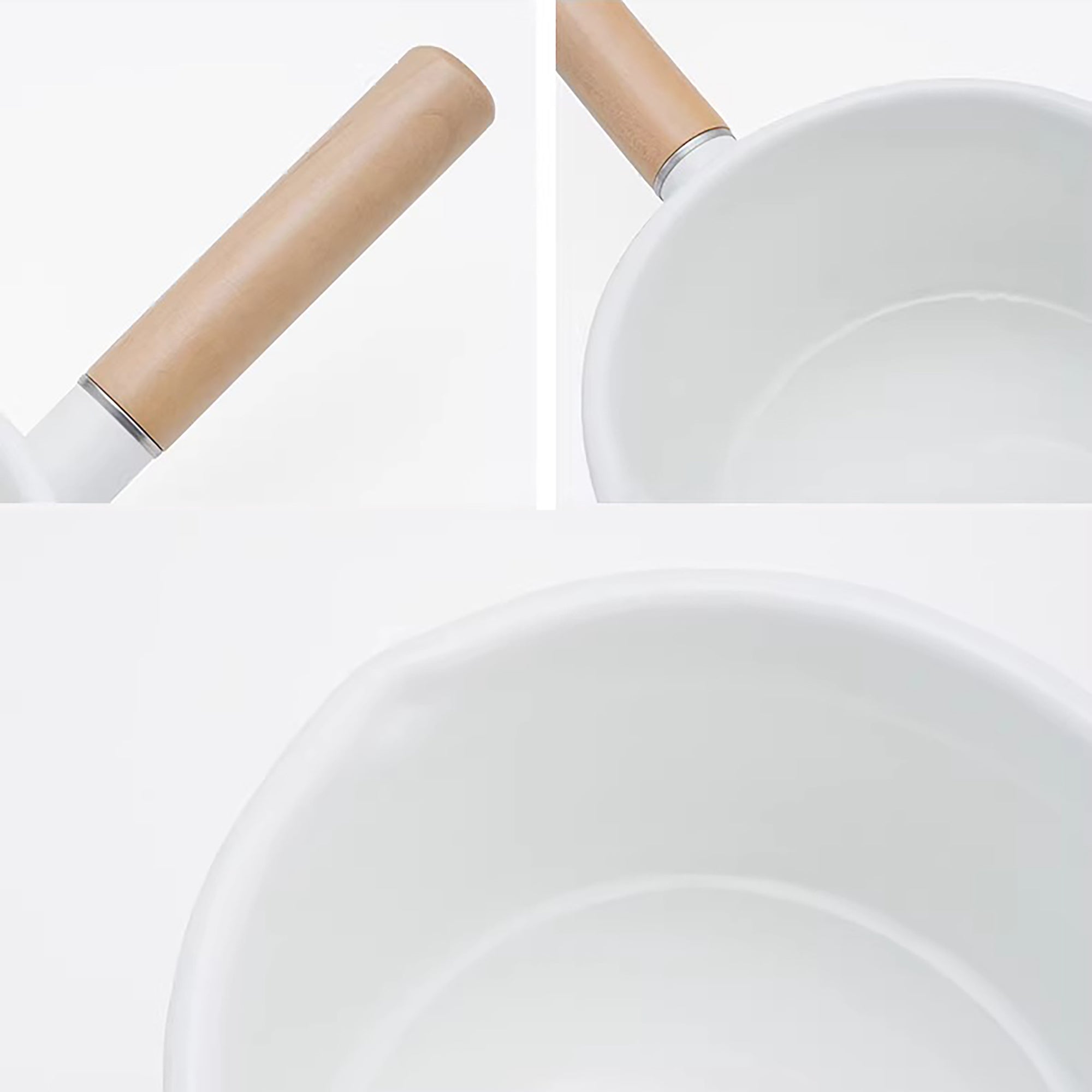 Mini casserole en émail avec manche en bois Shimoyama