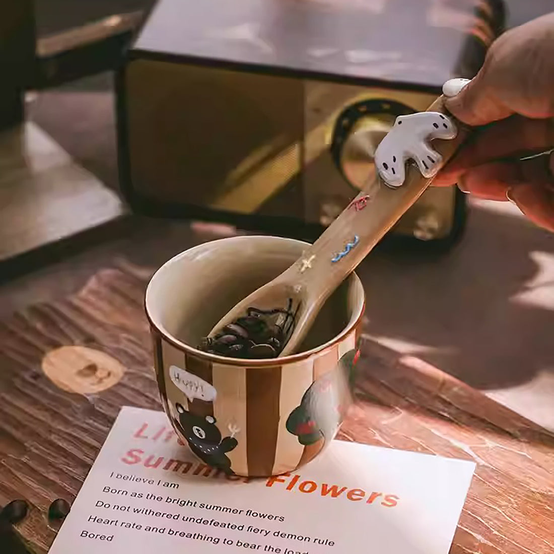 Cuillère à café en céramique peinte à la main