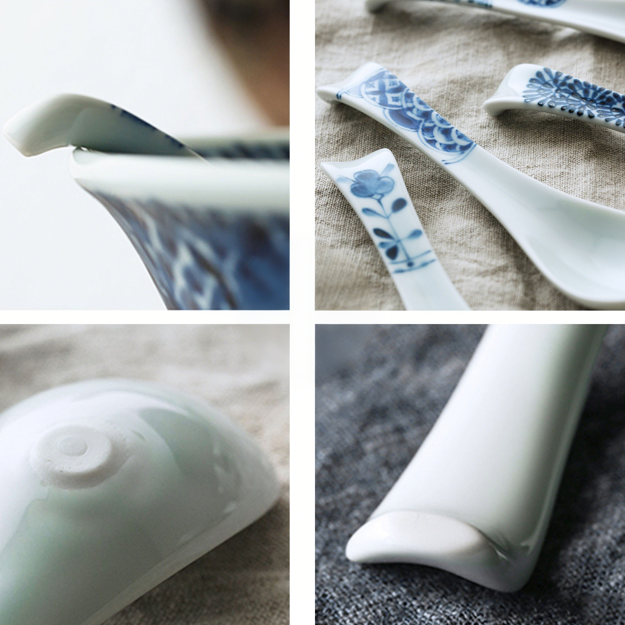 Blue and white patterned spoon