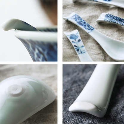 Blue and white patterned spoon