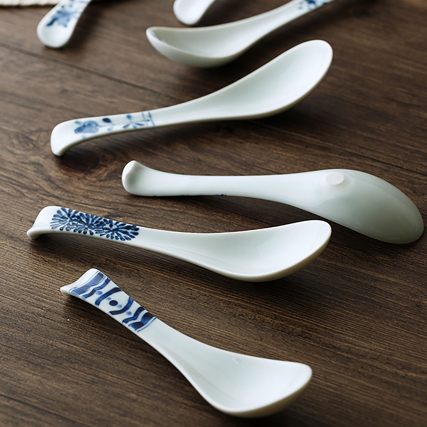 Blue and white patterned spoon