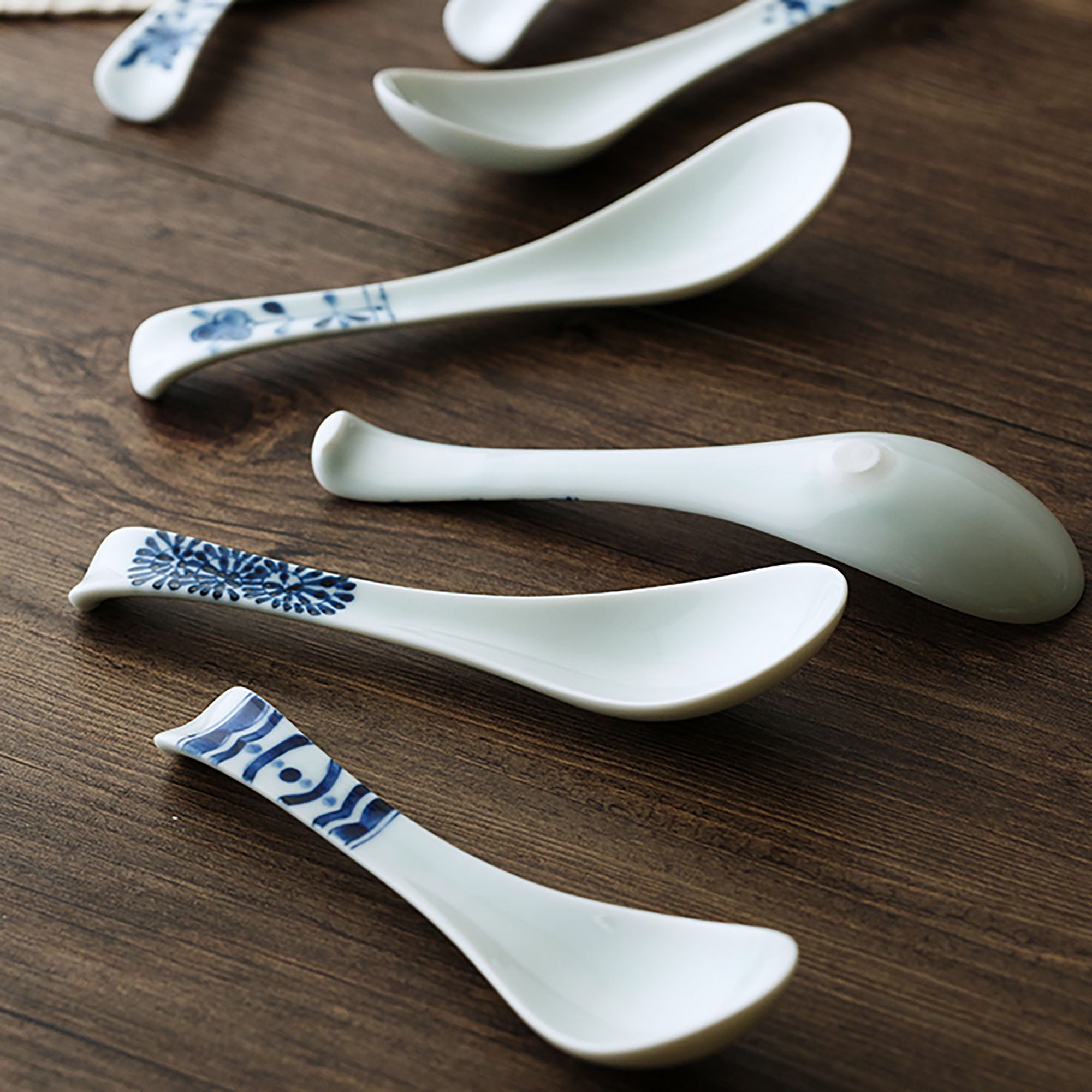 Blue and white patterned spoon