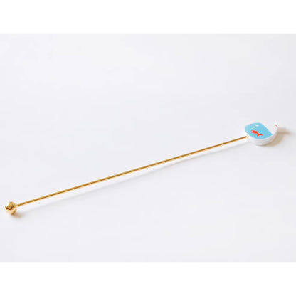 Cuillère et fourchette dessert inox doré Japon avec tige décorative