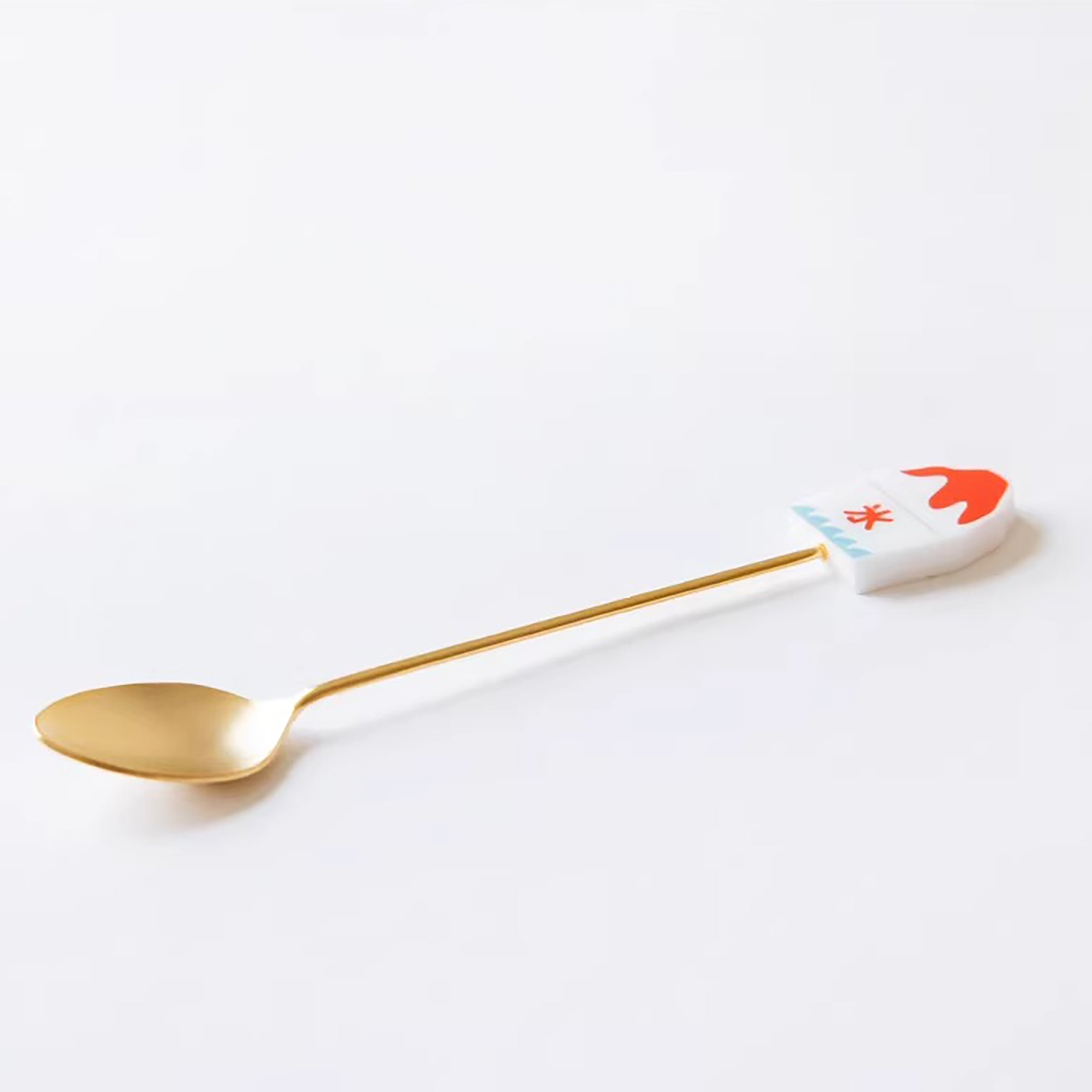 Cuillère et fourchette dessert inox doré Japon avec tige décorative