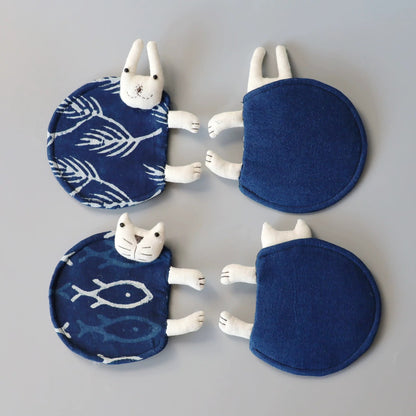 Dessous de verre en coton indigo artisanal