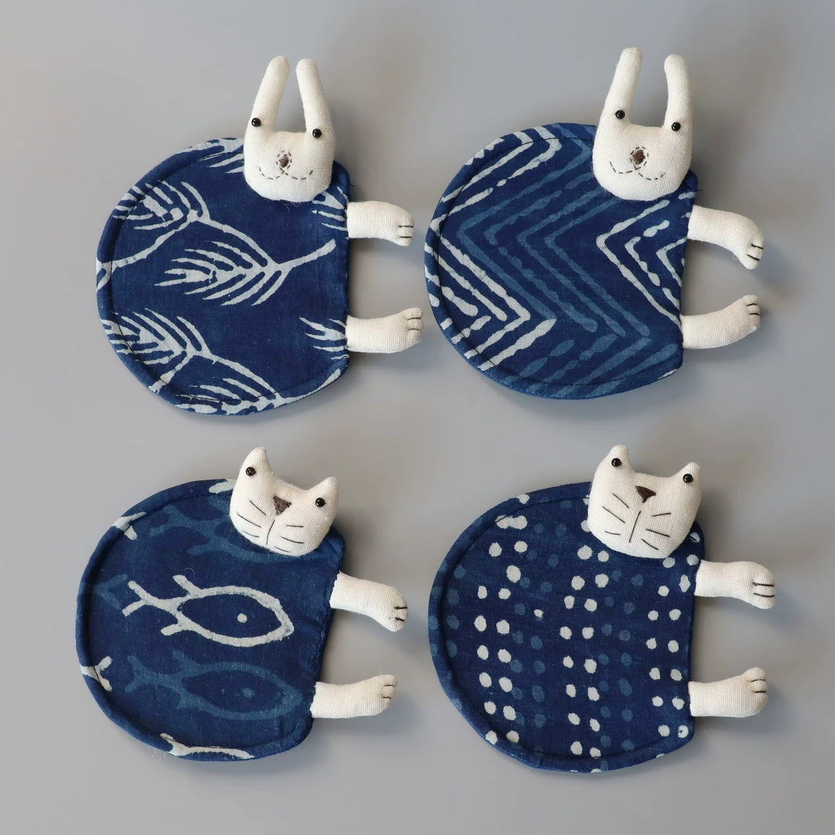 Dessous de verre en coton indigo artisanal
