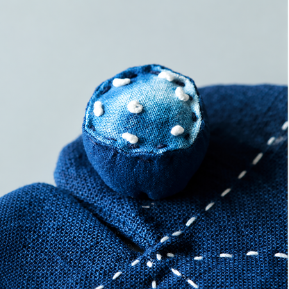Dessous de tasse en coton indigo naturel avec motif feuille de lotus