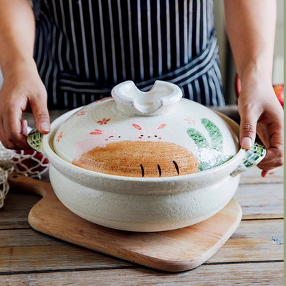 Donabe Banko-yaki fait main avec motif lapin