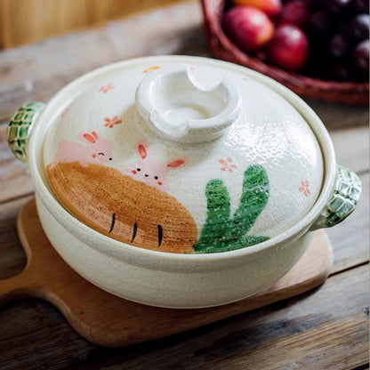 Donabe Banko-yaki fait main avec motif lapin