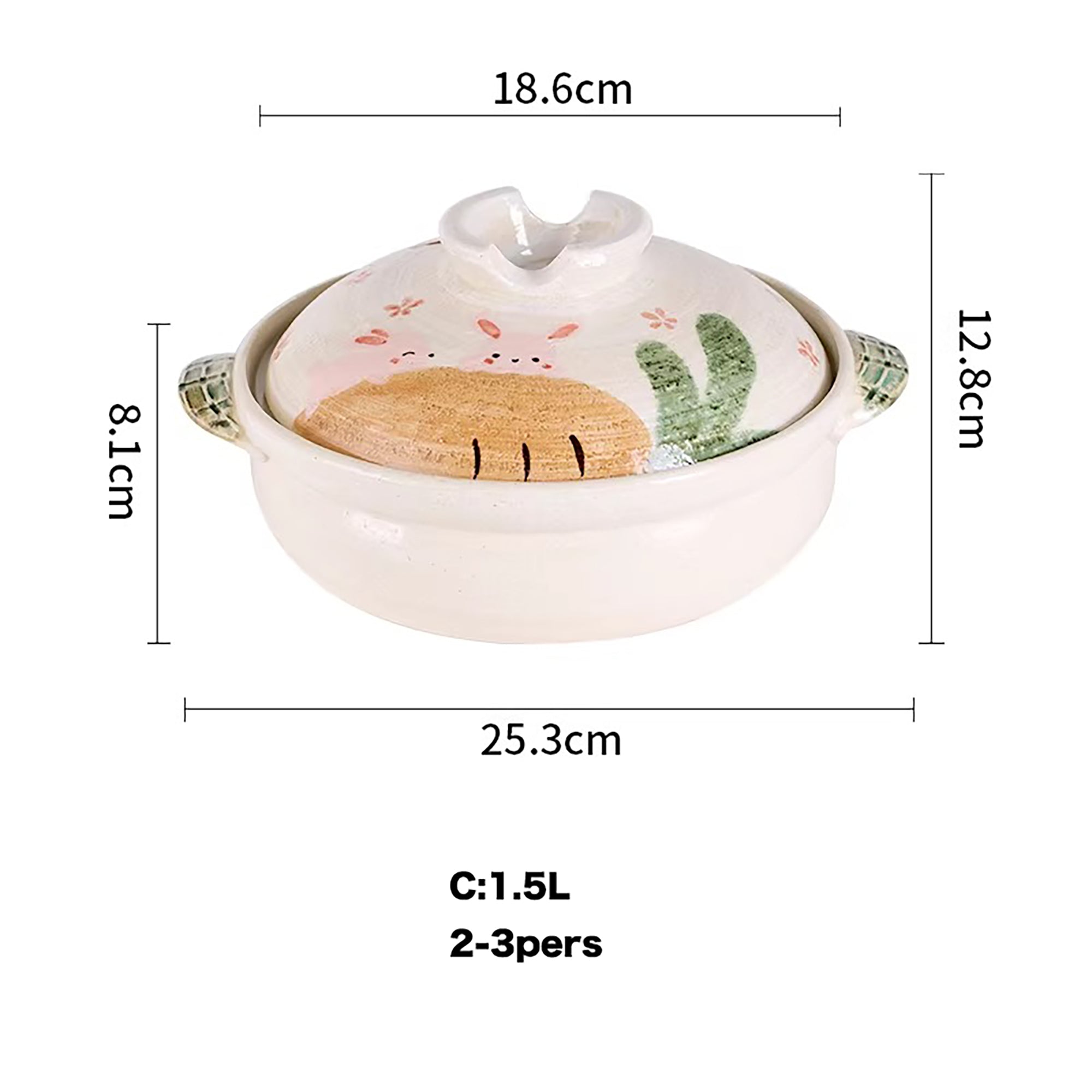 Donabe Banko-yaki fait main avec motif lapin