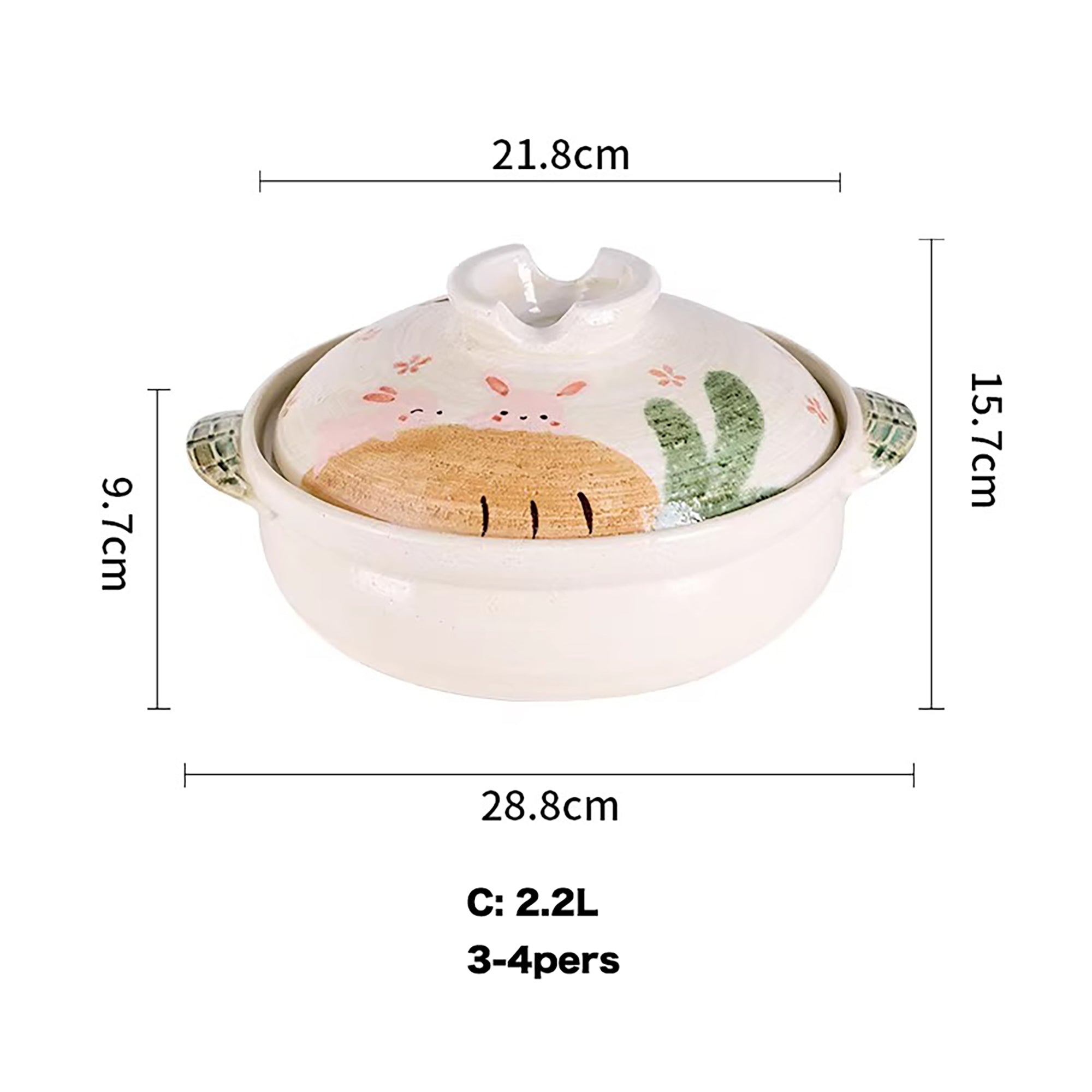 Donabe Banko-yaki fait main avec motif lapin