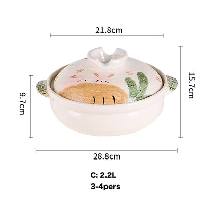 Donabe Banko-yaki fait main avec motif lapin