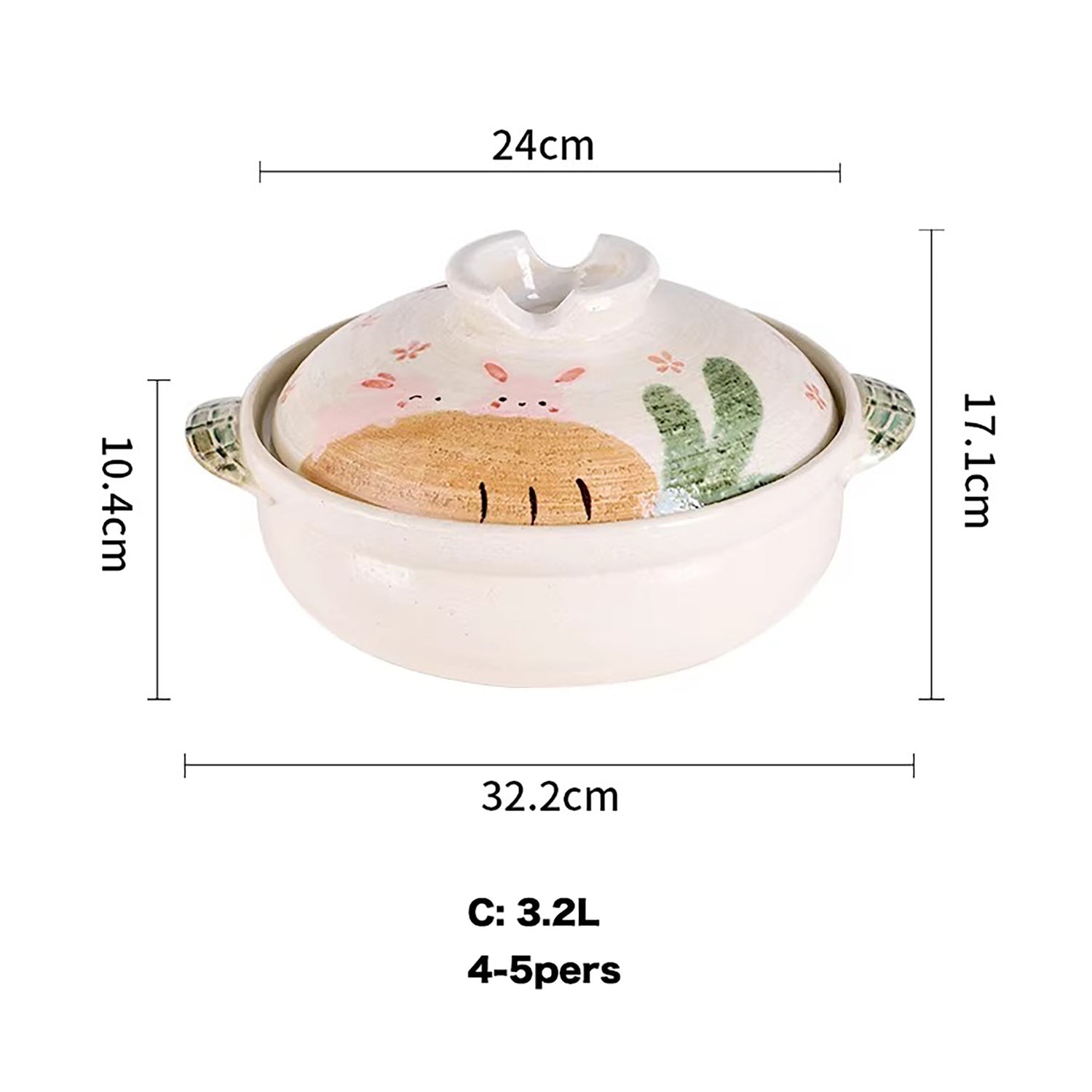 Donabe Banko-yaki fait main avec motif lapin