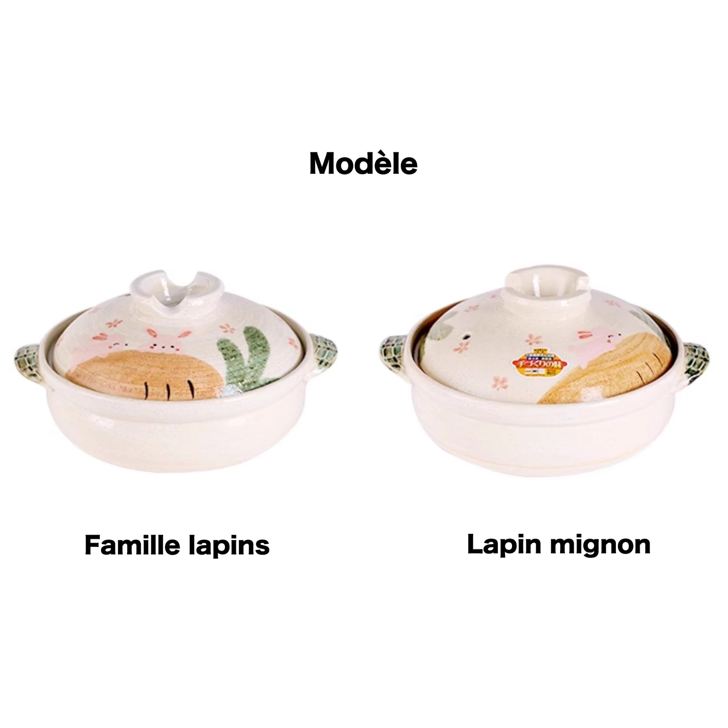 Donabe Banko-yaki fait main avec motif lapin