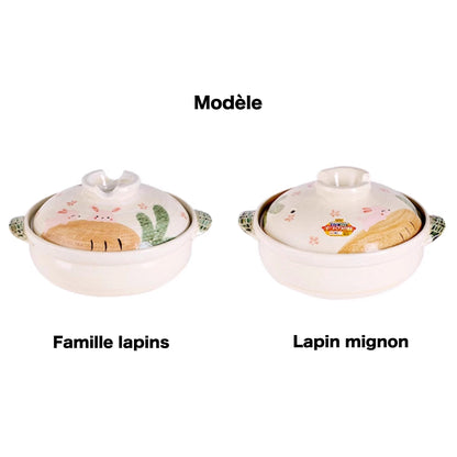 Donabe Banko-yaki fait main avec motif lapin