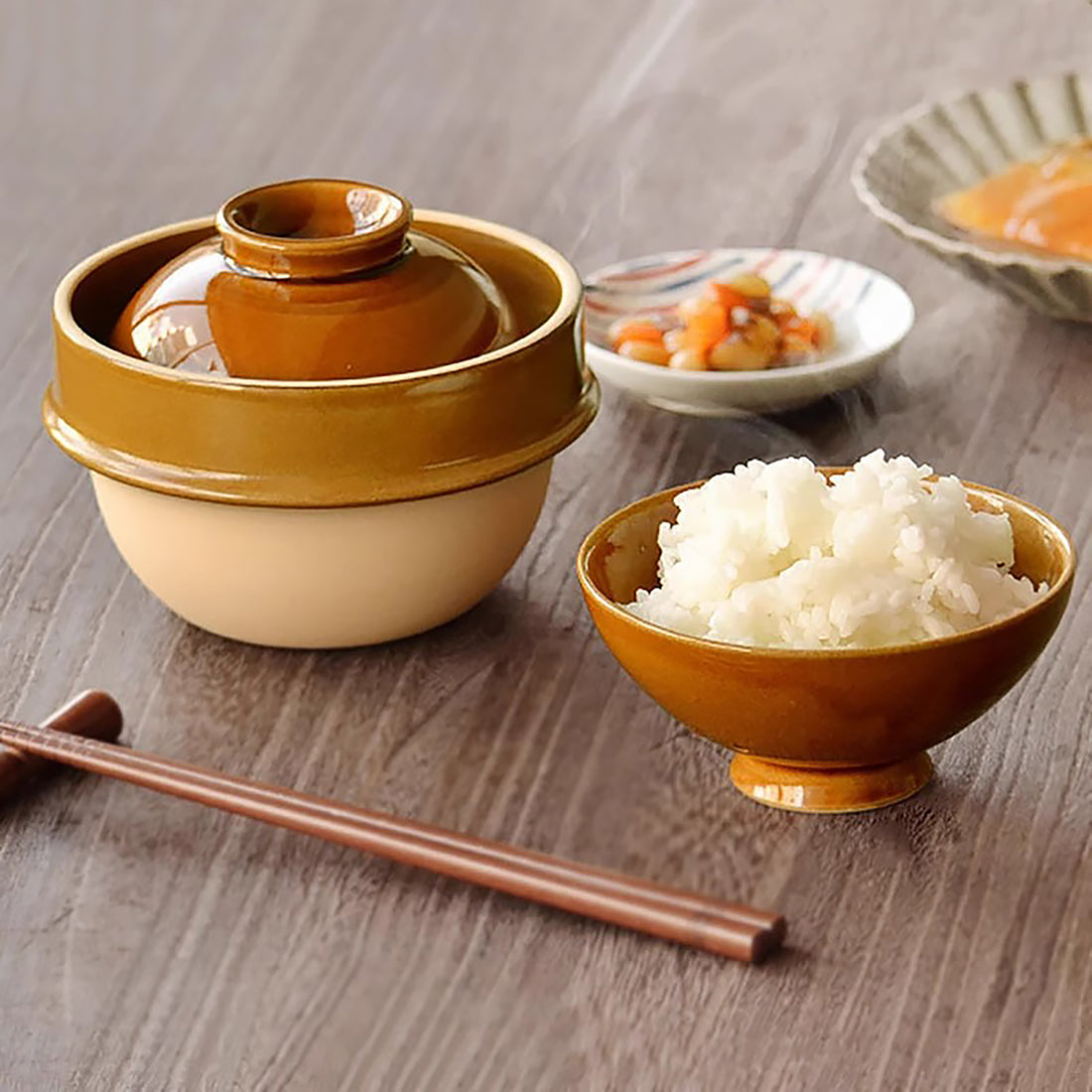 Petit donabe Mashiko à double couvercle