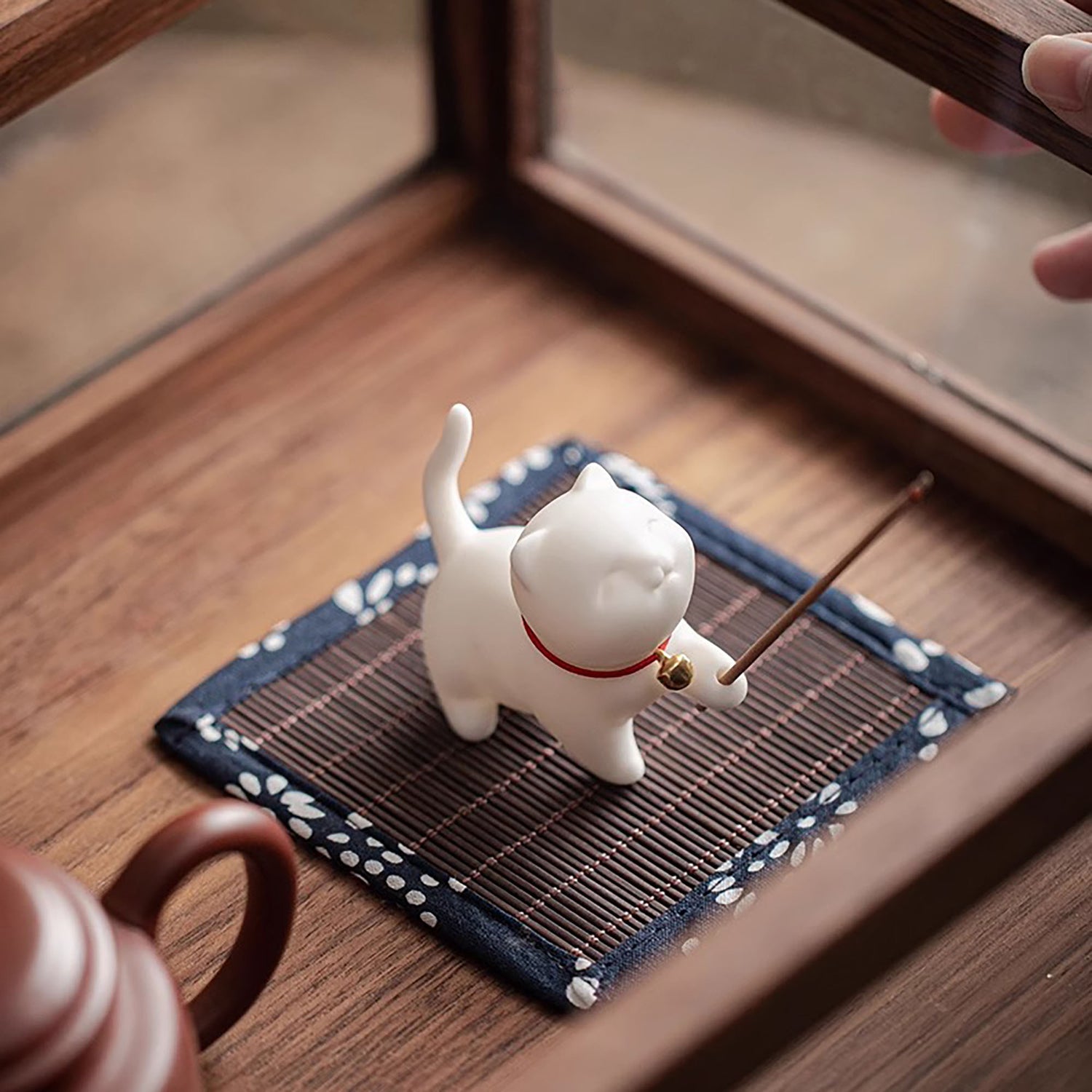 Porte-encens en céramique chaton de Jingdezhen