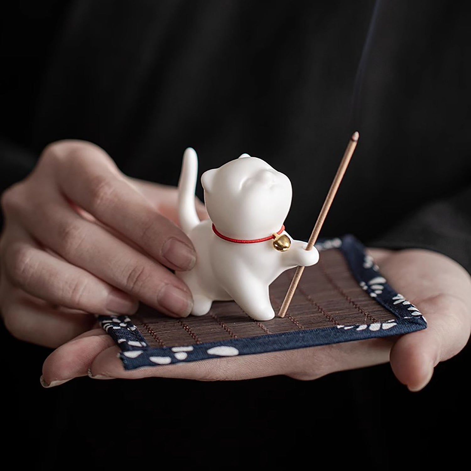 Porte-encens en céramique chaton de Jingdezhen