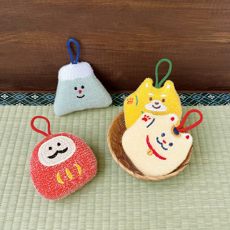 Éponge de cuisine japonaise motif porte-bonheur 
