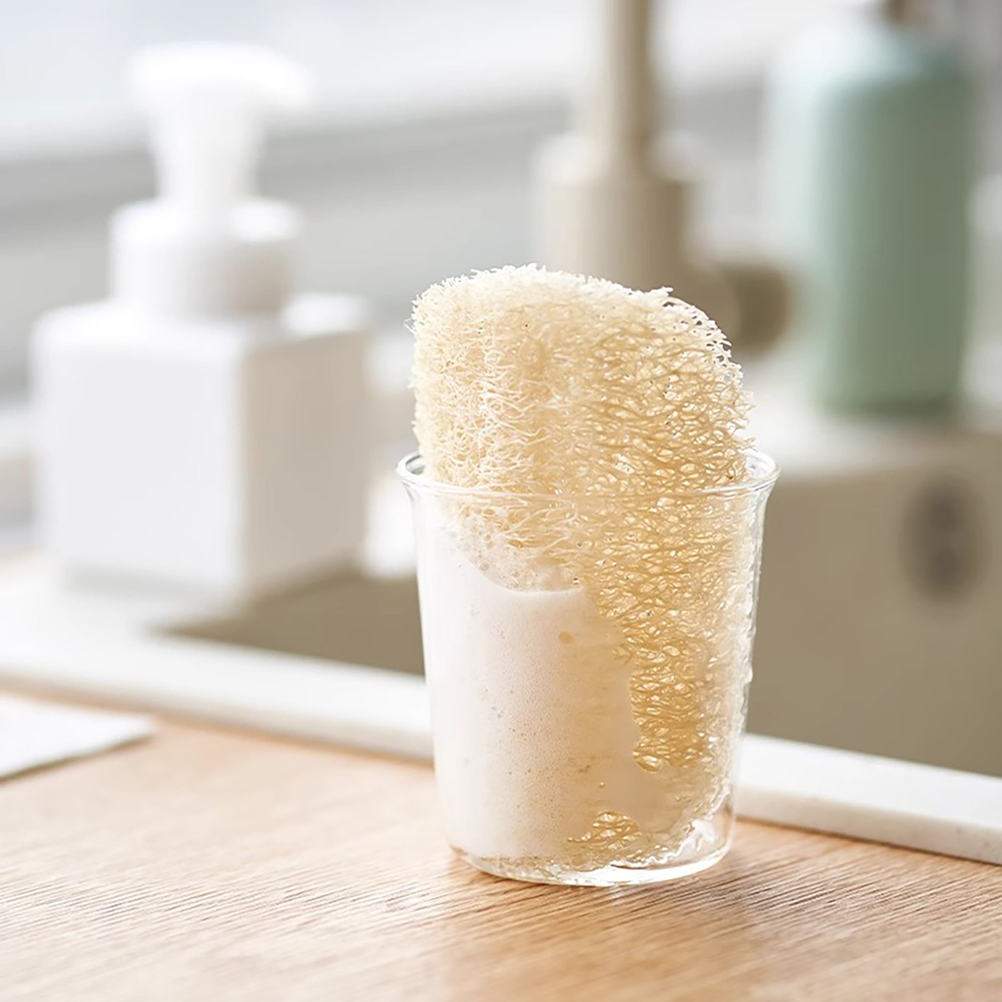 Brosse de nettoyage en loofah naturel