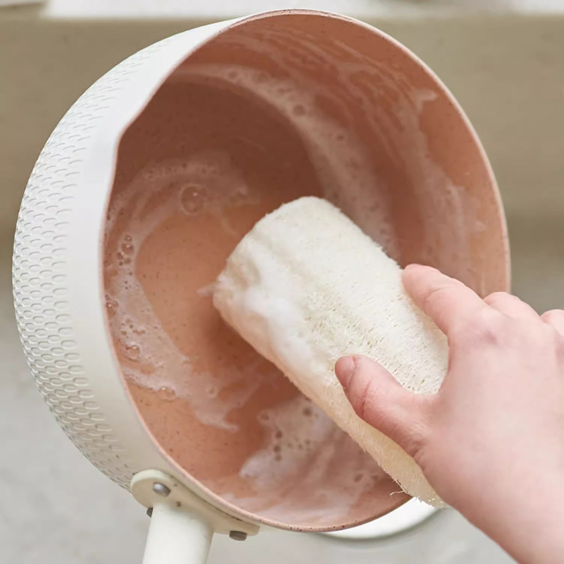 Brosse de nettoyage en loofah naturel