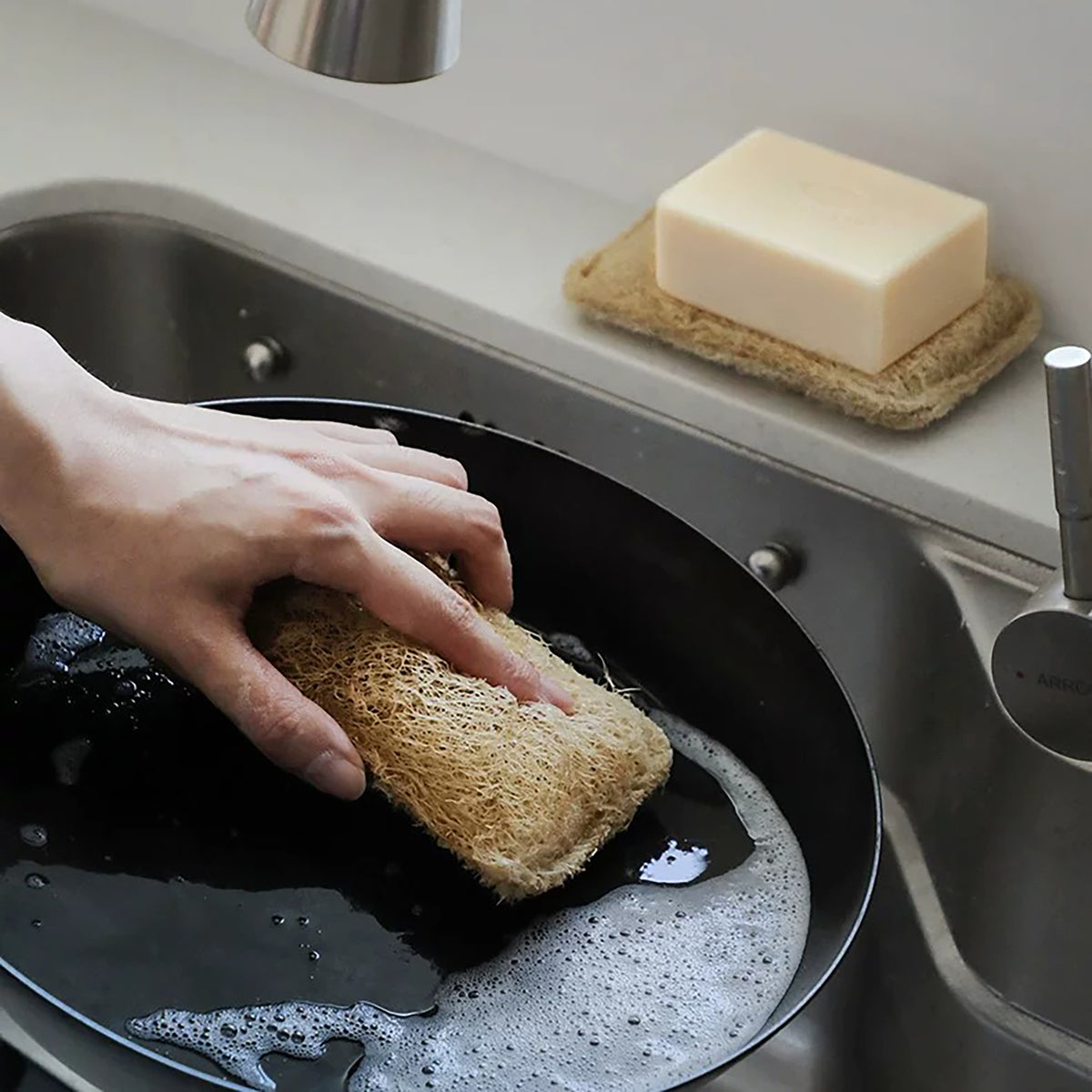 Éponge vaisselle en luffa naturel Shimoyama 
