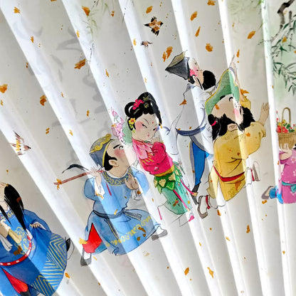 Éventail pliant artisanal chinois en papier Xuan et bambou d’Anji