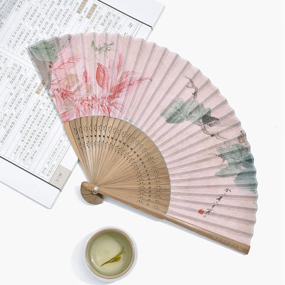 Éventail pliant chinois « Wutong et Cigales » 