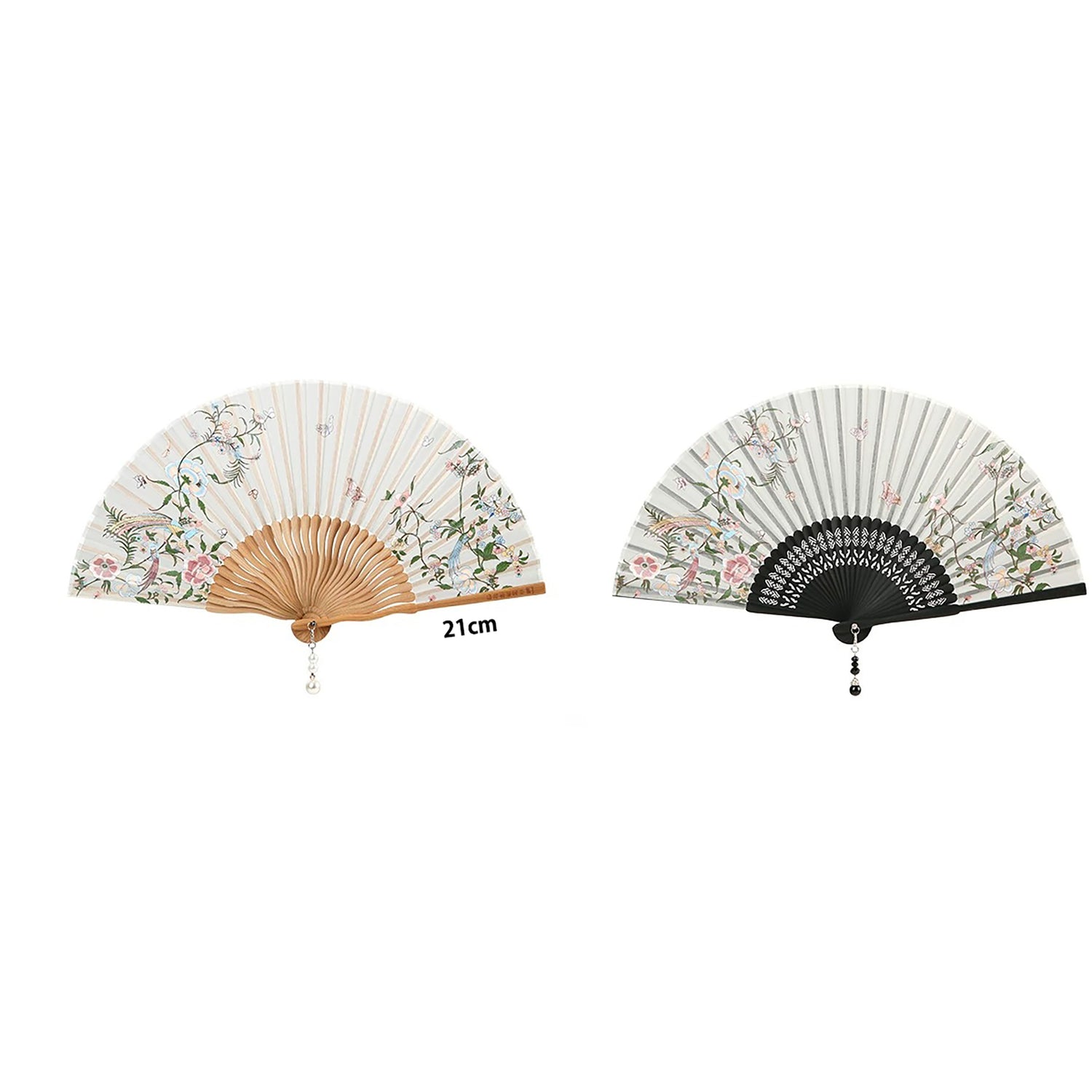 Éventail pliant Guang Embroidery Fleurs &amp; Papillons