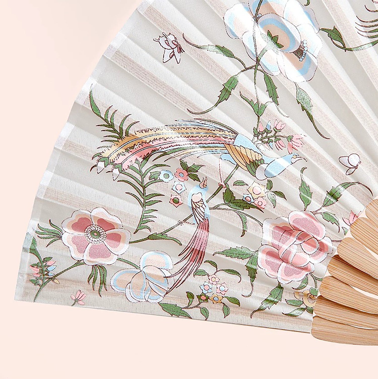 Éventail pliant Guang Embroidery Fleurs &amp; Papillons