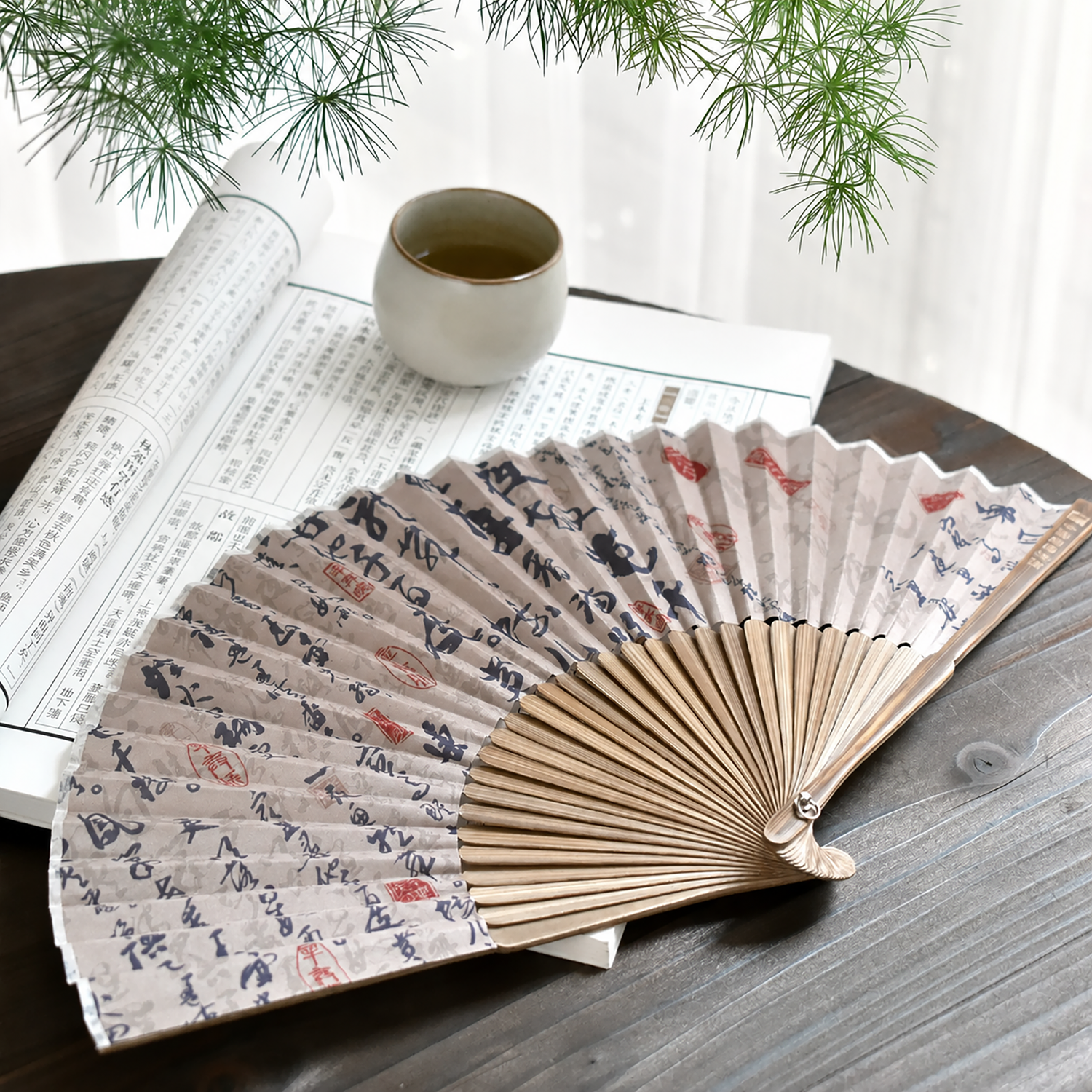 Éventail pliant Calligraphie chinoise