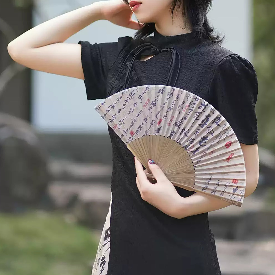 Éventail pliant Calligraphie chinoise